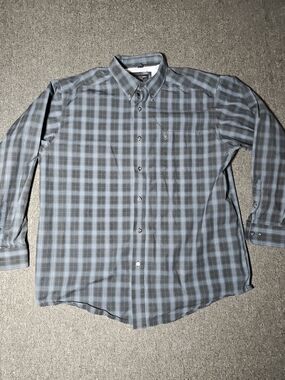 Ariat Men's Plaid Long Sleeve Button-Up Shirt Button-Down Collar Size XL